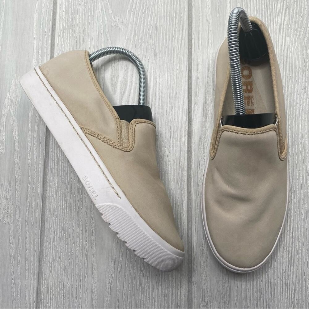 SOREL WOMEN'S CAMPSNEAK TAN OATMEAL SLIP ON SNEAKER SIZE 8.5